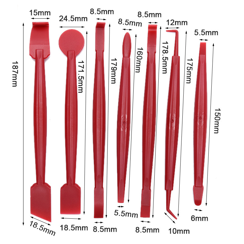 7 buc. Auto Styling Vinil Fibră de Carbon Dispozitiv de îndepărtare a gheții pentru ferestre Spălare pentru curățare Racletă auto cu racletă de pâslă Instrument de ambalare a filmului