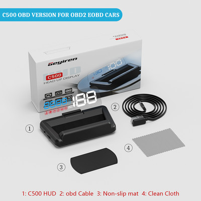 GEYIREN C500 Auto OBD2 GPS HUD Head-Up Display EOBD Parbriz Vitezometru masina Proiector Accesorii digitale pentru toate masinile