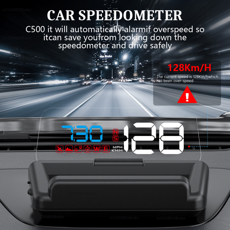 GEYIREN C500 Auto OBD2 GPS HUD Head-Up Display EOBD Parbriz Vitezometru masina Proiector Accesorii digitale pentru toate masinile