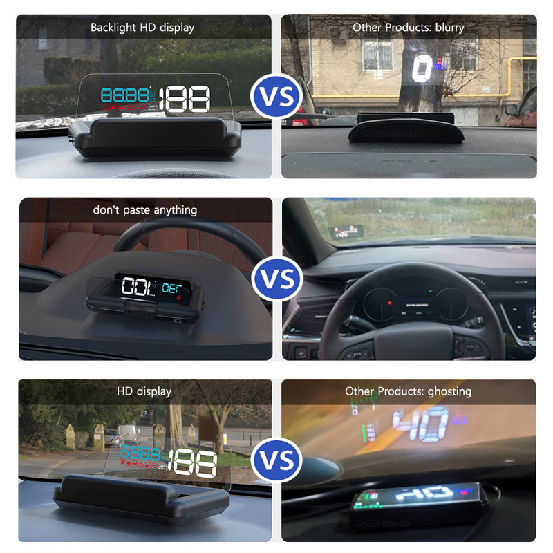 GEYIREN C500 Auto OBD2 GPS HUD Head-Up Display EOBD Parbriz Vitezometru masina Proiector Accesorii digitale pentru toate masinile