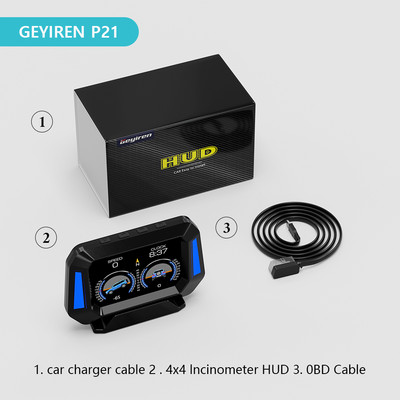 GEYIREN P21 Inclinometru 4x4 Senzor de nivel al mașinii HUD Gradient GPS Sistem pentru vehicule off-road în timp real Vitezometru Accesorii auto
