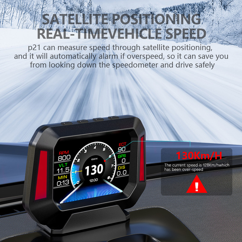 GEYIREN P21 Inclinometru 4x4 Senzor de nivel al mașinii HUD Gradient GPS Sistem pentru vehicule off-road în timp real Vitezometru Accesorii auto