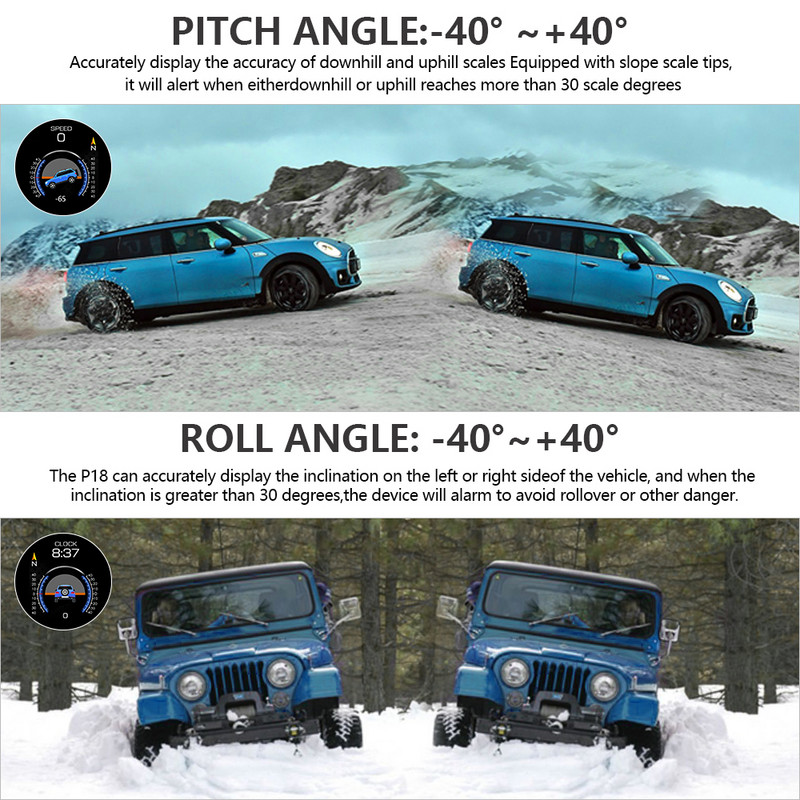 GEYIREN P21 Inclinometru 4x4 Senzor de nivel al mașinii HUD Gradient GPS Sistem pentru vehicule off-road în timp real Vitezometru Accesorii auto