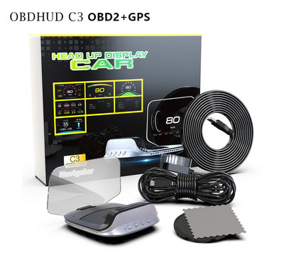 OBDHUD C3 Plus OBD2 HUD Proiector de navigație automată GPS EOBD Vitezometru Head Up Display Accesorii auto Computer de bord