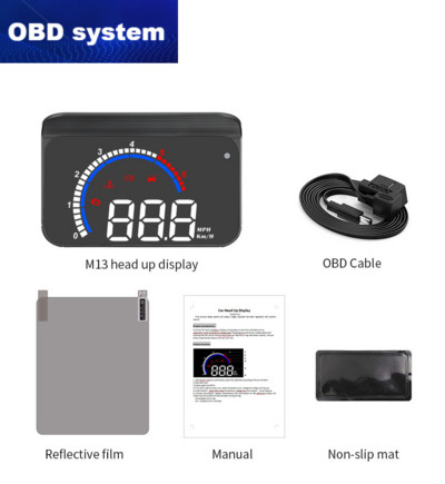 ZQKJ M13 OBD2 și GPS sistem dual HUD mașină Head Up Display Viteză proiector parbriz RPM consum de combustibil Contor de alarmă de supraviteză