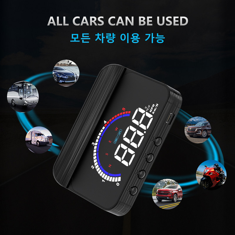 ZQKJ M13 OBD2 și GPS sistem dual HUD mașină Head Up Display Viteză proiector parbriz RPM consum de combustibil Contor de alarmă de supraviteză