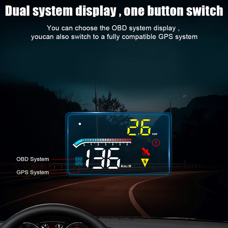 3,5 inci 12 V mașină OBD2 HUD GPS Head Up Display Parbriz proiector la bord computer ceas vitezometru busolă accesorii auto