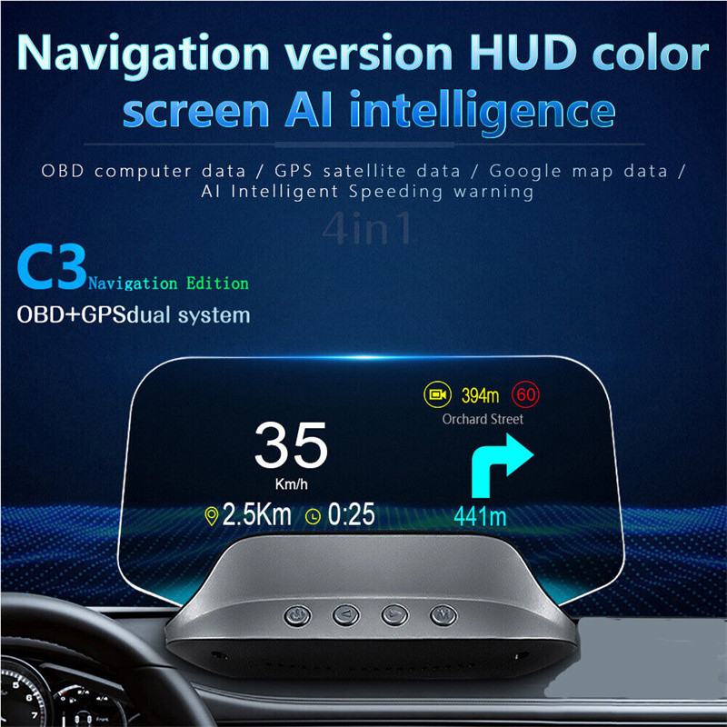 Car Hud Display Încărcător fără fir HUD Head Up Display Suport pentru telefon mobil Navigație GPS Proiector de viteză pentru mașină Suport pentru telefon auto HUD