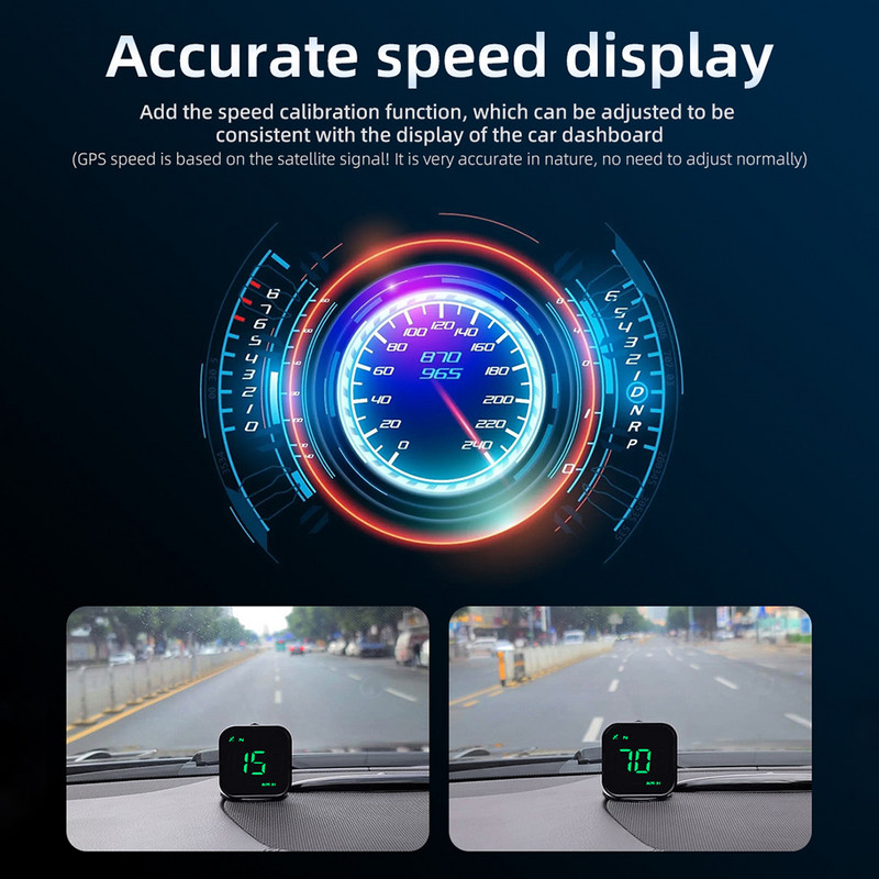 Alarmă de supraviteză cu busolă GPS Vitezometru LED HUD G4S Afișaj pentru mașină Head Up Display de 2,5 inci Memento de oboseală de condus Detectare automată