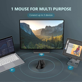 Seenda Акумулаторна вертикална мишка Bluetooth 5.0 3.0 Безжична мишка за лаптоп PC Smart TV Mac iPad 2.4G USB Ергономични мишки