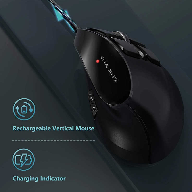 Mouse vertical reîncărcabil Seenda Mouse fără fir Bluetooth 5.0 3.0 pentru laptop PC Smart TV Mac iPad 2.4G USB Mouse ergonomic