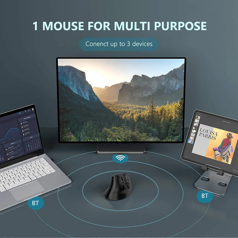 Mouse vertical reîncărcabil Seenda Mouse fără fir Bluetooth 5.0 3.0 pentru laptop PC Smart TV Mac iPad 2.4G USB Mouse ergonomic