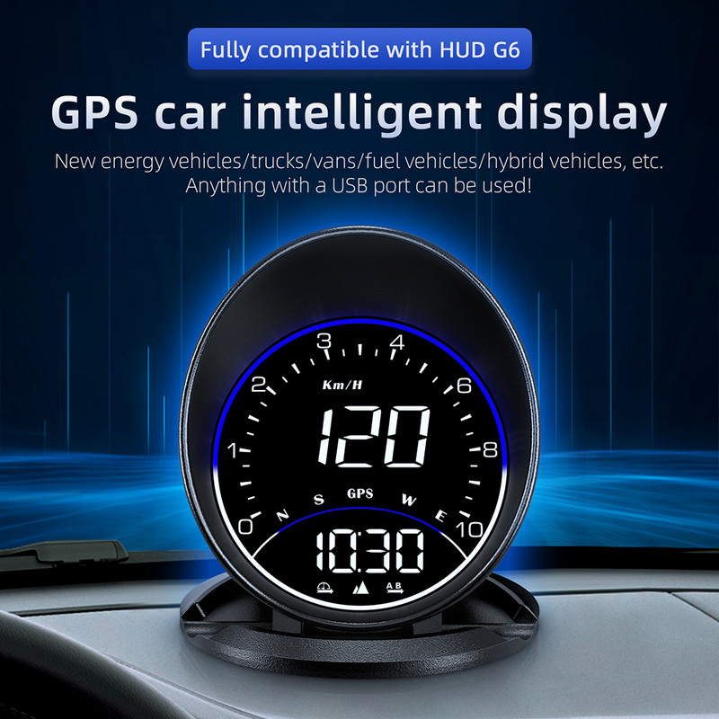 HUD universal pentru mașină Head Up Display G6 GPS Vitezometru Alarmă Parbriz Proiector Alarma de supraviteză Oboseală Memento de conducere
