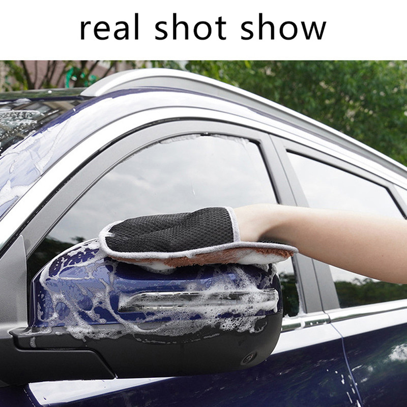 Mănuși de curățare din catifea Coral Perie de curățat mașină Detergent Lână Mănuși de spălat mașini Moale Perie de curățare Îngrijire mașină de spălat motociclete