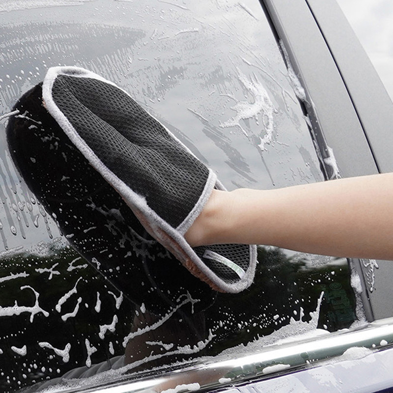 Mănuși de curățare din catifea Coral Perie de curățat mașină Detergent Lână Mănuși de spălat mașini Moale Perie de curățare Îngrijire mașină de spălat motociclete