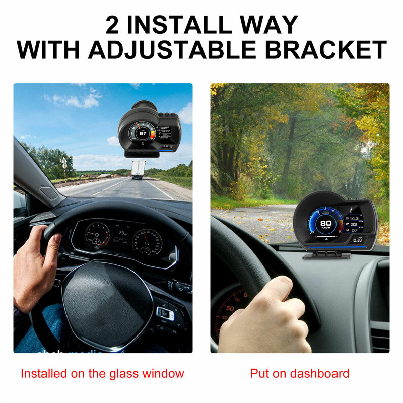 Autós HUD kijelző OBD2 GPS Dual System Head Up kijelző Autómérő Sebességmérő Riasztó funkció Autó elektronikai tartozékok
