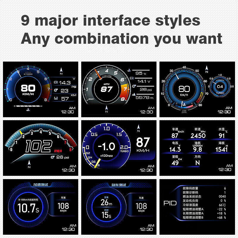 Autós HUD kijelző OBD2 GPS Dual System Head Up kijelző Autómérő Sebességmérő Riasztó funkció Autó elektronikai tartozékok