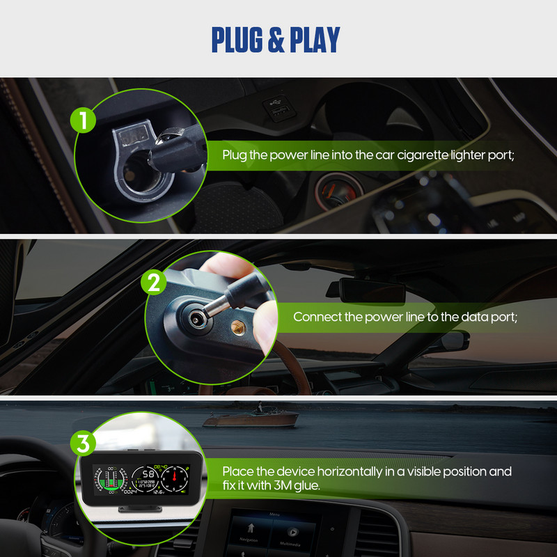 MRCARTOOL M60 Vitezometru auto GPS Inclinometru viteză Off-road mașină Pantă Contor digital de temperatură Sistem inteligent auto