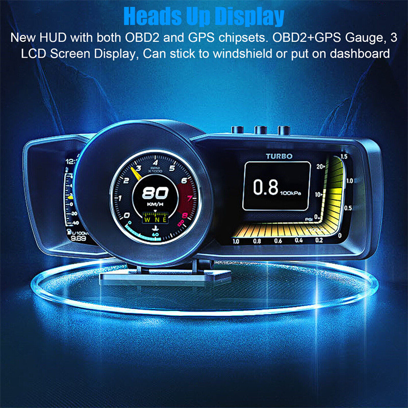 A600 HD LCD Auto OBD2 GPS Head-Up Display Auto Electronics HUD projektor kijelző Digitális autós sebességmérő tartozékok minden autóhoz