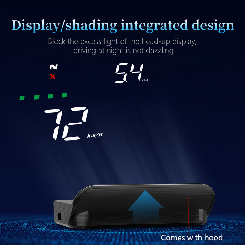 M19 GPS HUD2 Vitezometru Auto HUD Altitudine Timp Head Up Display Kilometraj Oboseală Alertă de condus Digital MPH KMH
