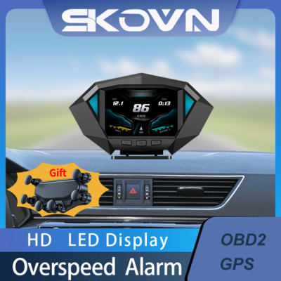 Мултифункции HUD OBD2GPS Автомобилен Head Up Дисплей Бордов компютър Скоростомер Охранителна аларма Вода Температура на маслото Диагностика на превишена скорост
