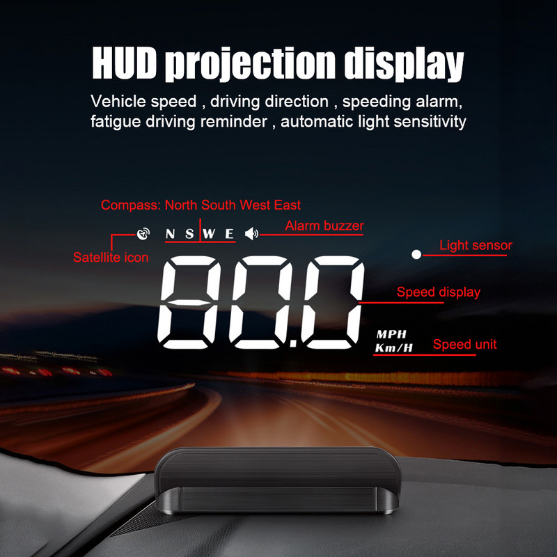 M1 GPS HUD Accesorii electronice pentru mașină Display Head Up Display Computer de bord Proiector pentru parbriz Sistem de alarmă pentru viteză Proiector