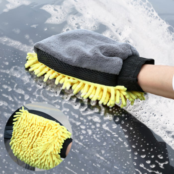 Γάντια σενίλ μικροϊνών πλυσίματος αυτοκινήτου με ισχυρή απορρόφηση Χοντρό κερί καθαρισμού αυτοκινήτου με λεπτομέρεια βούρτσα φροντίδας γάντι διπλής όψης
