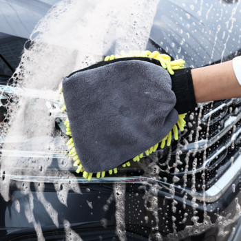 Γάντια σενίλ μικροϊνών πλυσίματος αυτοκινήτου με ισχυρή απορρόφηση Χοντρό κερί καθαρισμού αυτοκινήτου με λεπτομέρεια βούρτσα φροντίδας γάντι διπλής όψης