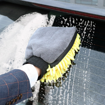 Микрофибърни шенилни ръкавици за миене на автомобили Силна абсорбция Плътна ръкавица за почистване на кола Восък с детайли Грижа за четка Двулицева ръкавица