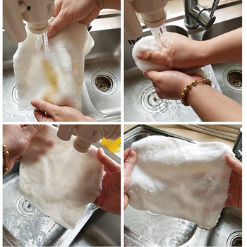 1PC Кърпа за съдове против омазняване Кърпа за пране от бамбукови влакна Кухненска домакинска подложка за почистване Магически почистващи парцали