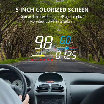 ZQKJ D5000 OBD2 Head Up Display για ταχύμετρο αυτοκινήτου Μετρητής προβολέα παρμπρίζ HUD LED Αξεσουάρ Ηλεκτρονικός αυτόματος συναγερμός υπέρβασης ταχύτητας