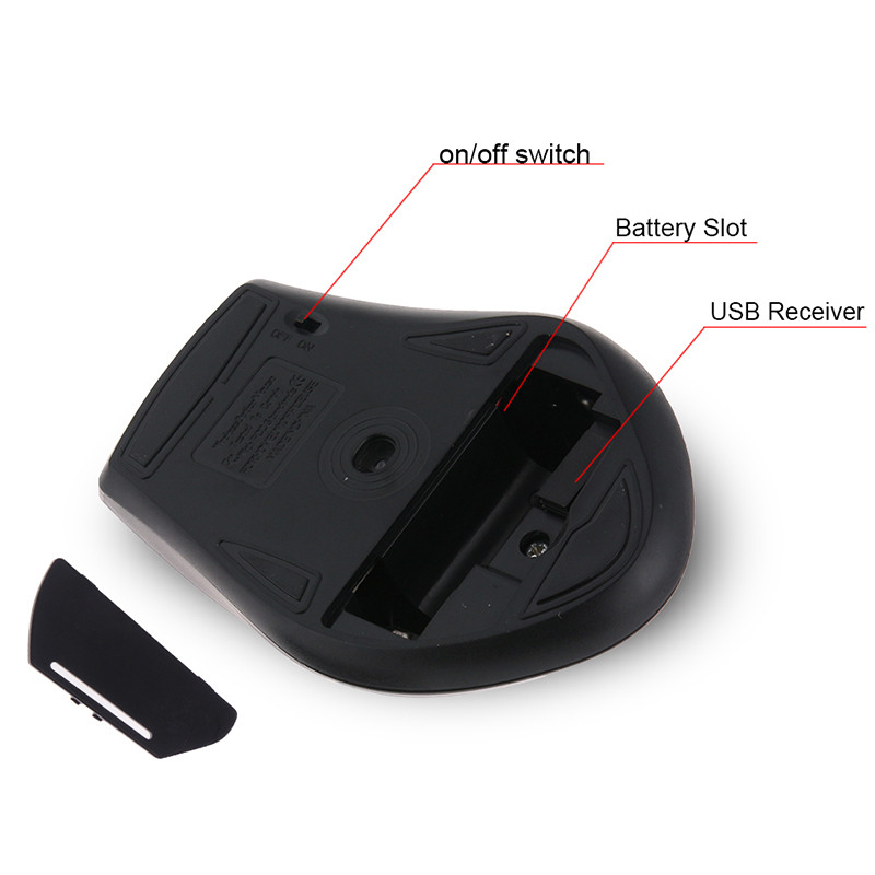 Mouse fără fir de 2,4 GHz Mouse optic pentru jocuri 1200 DPI pentru laptop Mouse cu 6 taste cu receptor USB