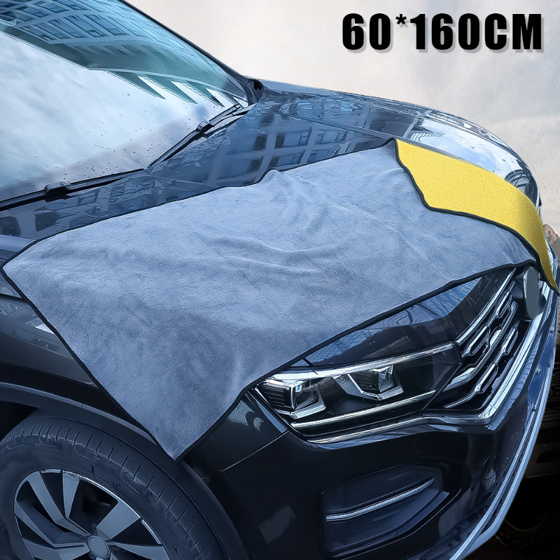 Prosop de curățare auto din microfibră 60X160cm Strat dublu Gros, cârpă moale pentru uscare, pentru detalierea caroseriei, prosoape de spălat, cârpă