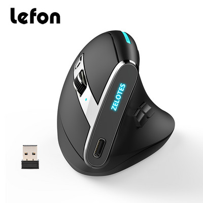 Mouse vertical wireless Lefon 2.4G 6 butoane 2400 DPI Mouse-uri optice Bluetooth reglabile pentru jocuri pentru computer, laptop, PC F36A