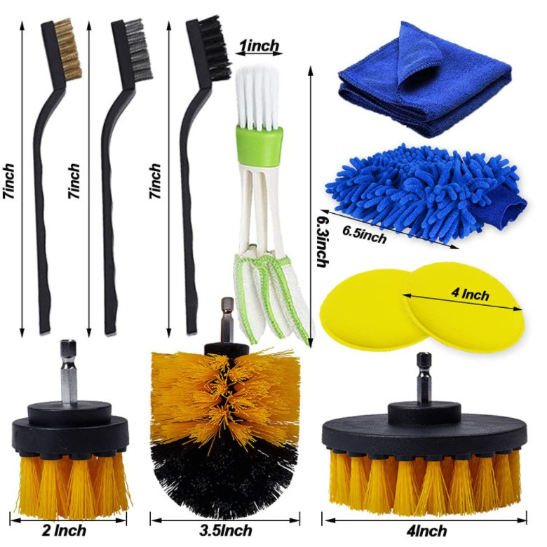 Set de atașamente pentru perie de găurit 30 de bucăți, perie cu burete, perie de curățare, kit de tampon de lustruit pentru mașină, instrumente de curățare perie de evacuare a aerului