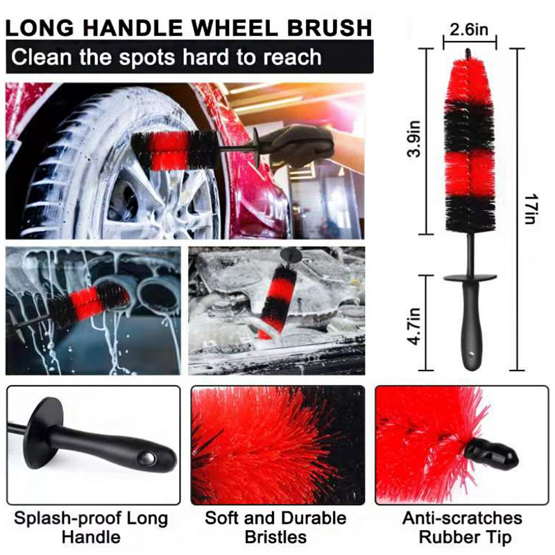 Set de perii pentru detalii auto, 16 buc, perii de curățare, perie de curățare electrică, pentru aerisire din piele de mașină, pentru curățarea jantei, unelte de curățare a prafului.