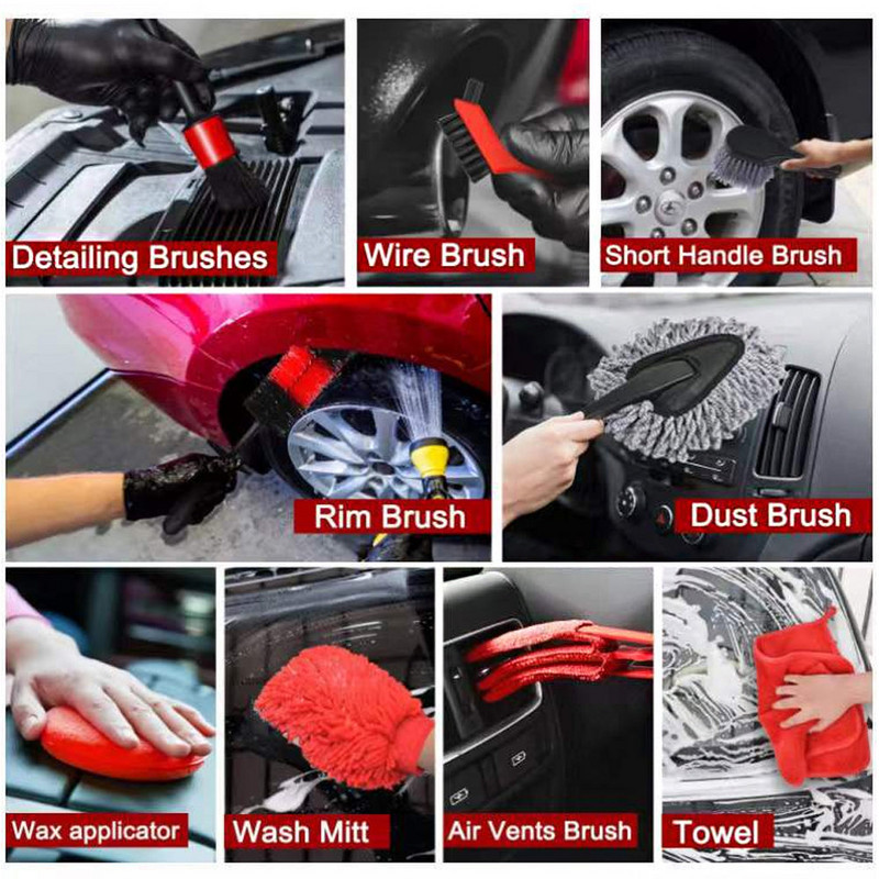 Set de perii pentru detalii auto, 16 buc, perii de curățare, perie de curățare electrică, pentru aerisire din piele de mașină, pentru curățarea jantei, unelte de curățare a prafului.