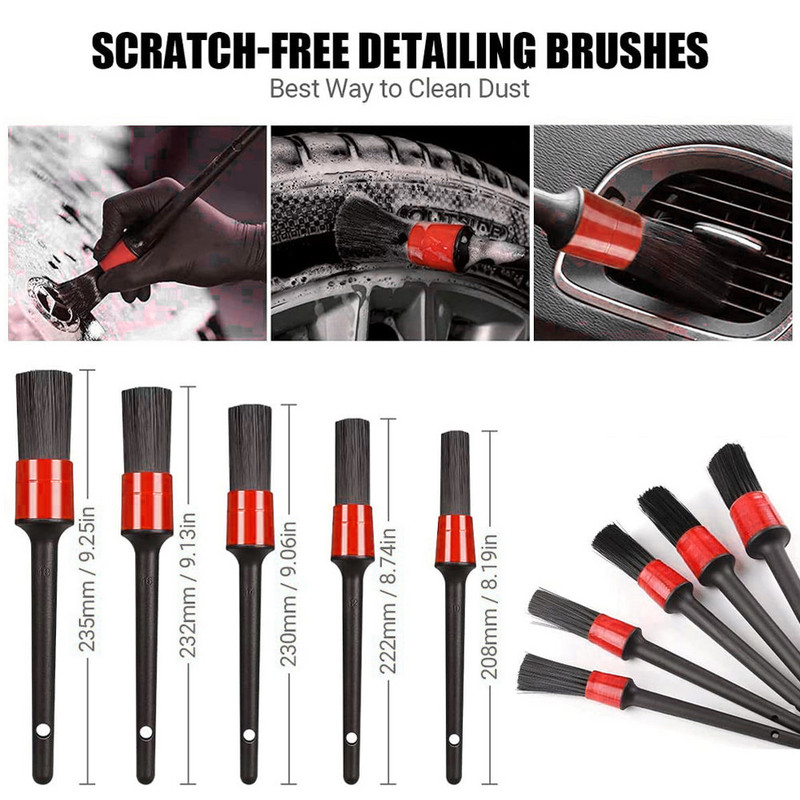 Set de perii pentru detalii auto, 16 buc, perii de curățare, perie de curățare electrică, pentru aerisire din piele de mașină, pentru curățarea jantei, unelte de curățare a prafului.