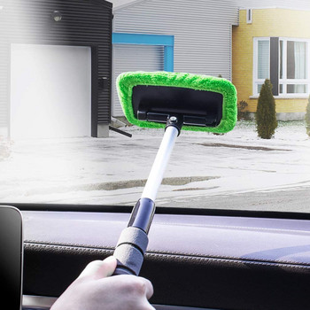 Комплект четки за почистване на прозорци на автомобили Микрофибърна чистачка за предно стъкло Четка за миене на автомобил Чистачка за почистване на очила с дълга дръжка Автомобилни аксесоари