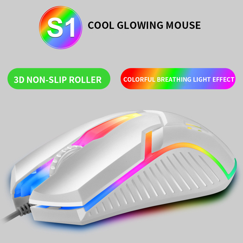 Mouse cu fir luminos Limei S1 E-Sports Mouse cu fir USB pentru laptop Mute Mouse pentru jocuri pentru computer