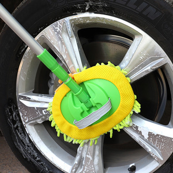 Четка за почистване на автомобили Детайли Регулируема супер абсорбираща четка за миене на автомобили Телескопична дълга дръжка Почистващ моп Автоаксесоари