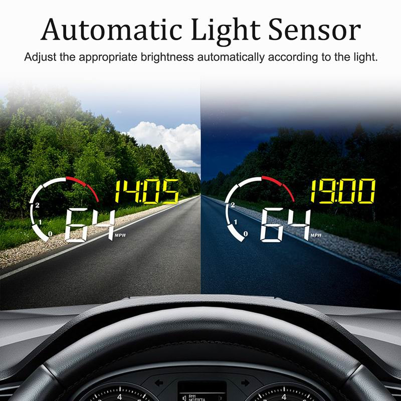 Afișaj pentru mașină Head Up Display OBD2 Proiector pentru parbriz Alarma de securitate pentru supraviteză Temperatura apei RPM Vitezometru digital pentru mașină HUD cu parasolar