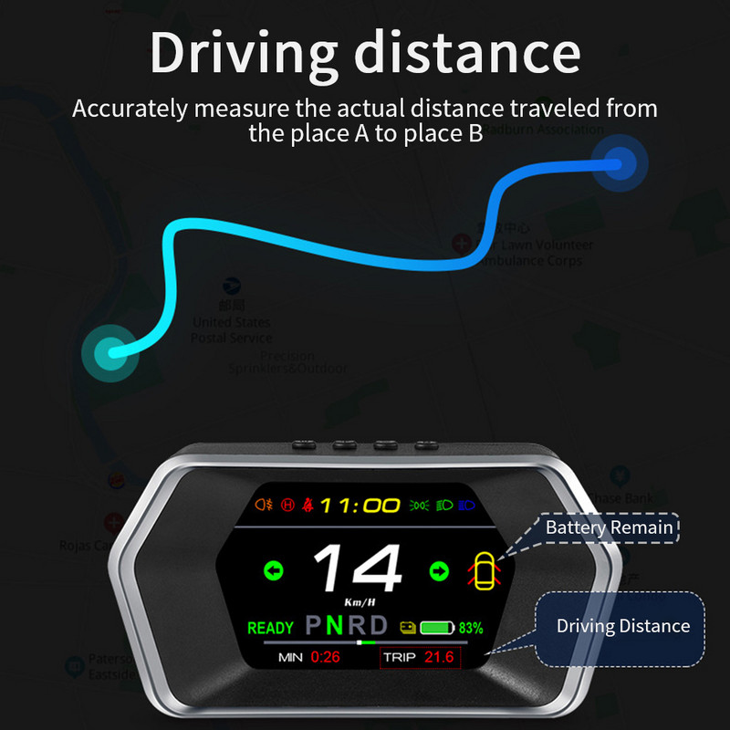 T17 HUD Car Head Up Display pentru Tesla Model 3 Y Vitezometru Odometru Ceas digital Indicator viteză Baterie Tester la bord Computer