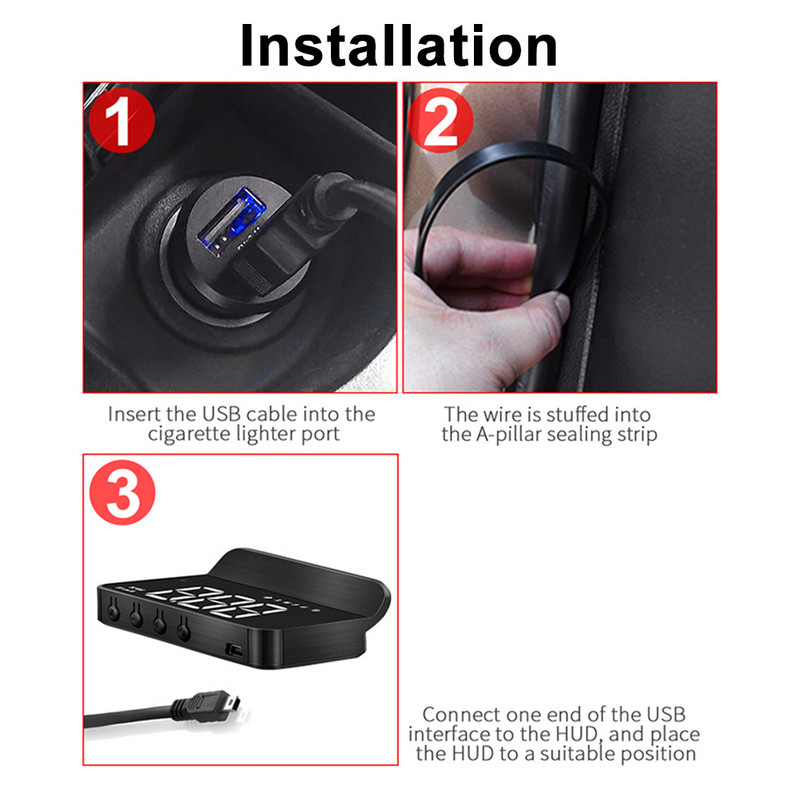 Vitezometru digital GPS pentru mașină M1 Afișaj Head Up MPH/KM Alarmă de avertizare pentru supraviteză obosită LCD alb/verde