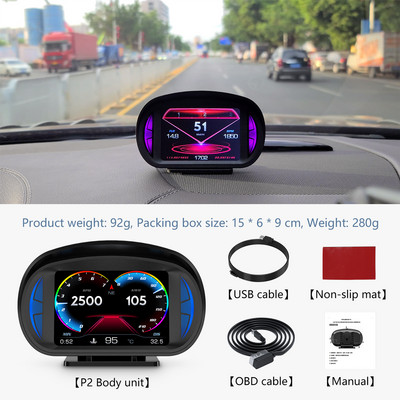 Cel mai nou computer de bord HUD pentru mașină Trei într-un indicator Head Up Display OBD2 GPS Vitezometru Sistem inteligent de alarmă cu inclinometru
