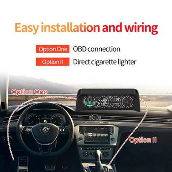 OBD2 + GPS Car X92 Head Up Display Πολύχρωμη οθόνη Νέα θερμοκρασία νερού και Ρολόι ταχύτητας οχήματος Γωνία συναγερμού υπέρβασης ταχύτητας και