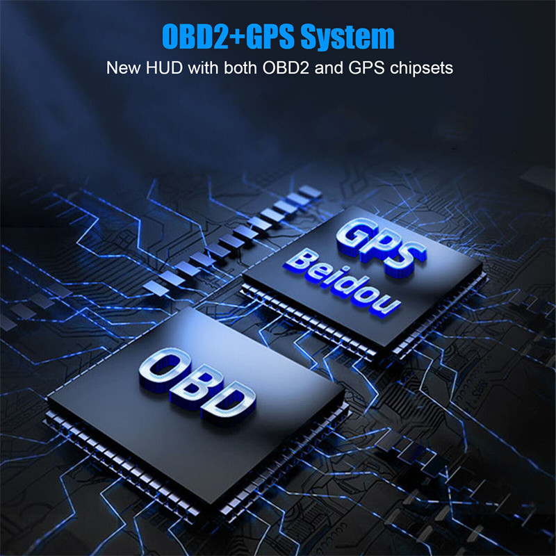 Tablou de bord multifuncțional HUD pentru mașină Computer de bord Head Up Display OBD2 GPS Vitezometru inteligent Sistem de alarmă cu indicator automat