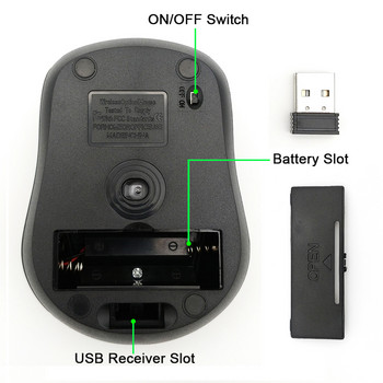 Ασύρματο ποντίκι USB 2000DPI Ρυθμιζόμενος δέκτης Οπτικός υπολογιστής 2,4 GHz Εργονομικά ποντίκια για ποντίκι για φορητό υπολογιστή