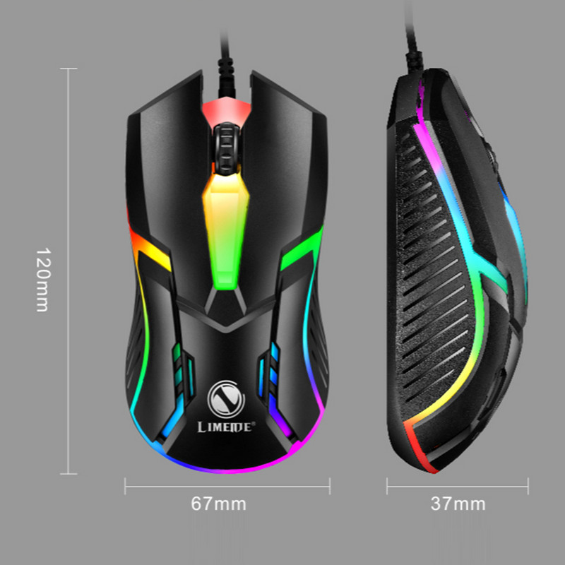 1600Dpi Limei S1 E-Sports Led Светеща кабелна мишка с подсветка Usb кабелна за настолен лаптоп Mute Office Computer Gaming Mouse