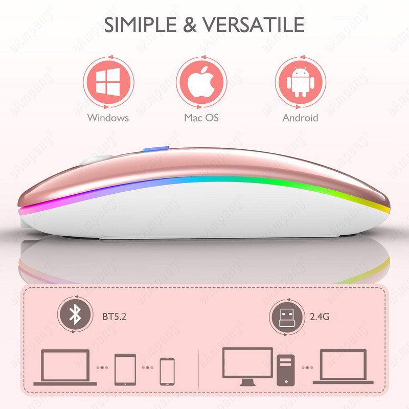 Mouse fără fir 5.2 BT pentru Apple iPad 10.2 2019 9.7 2018 5-a 6-a 7-a 8-a generație Air 2 3 4 5 10.5 Pro 11 12.9 mini 6 5